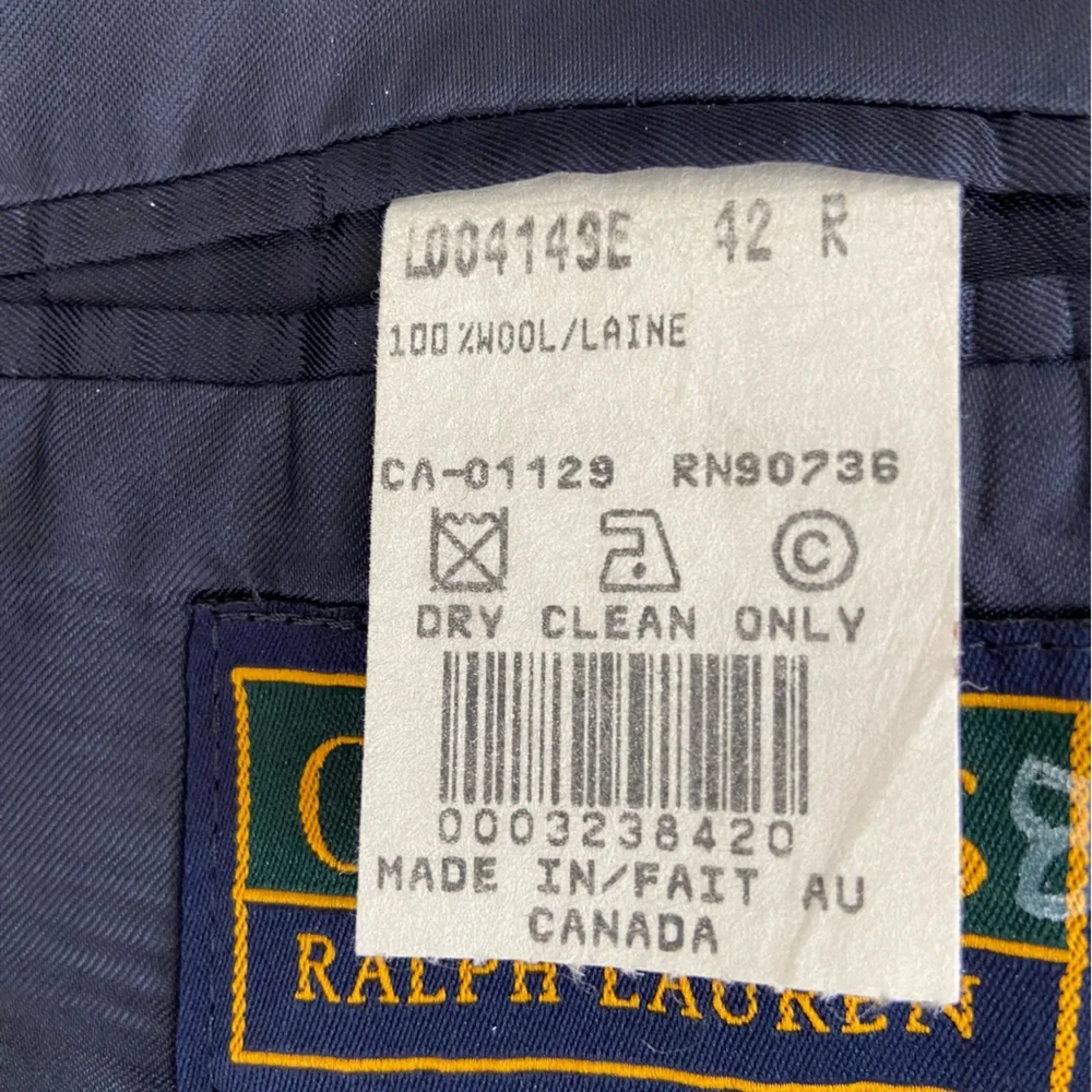 Chaps Ralph‎ Lauren Men's Black 100% Wool Blazer 42 R Blue Pinstrips